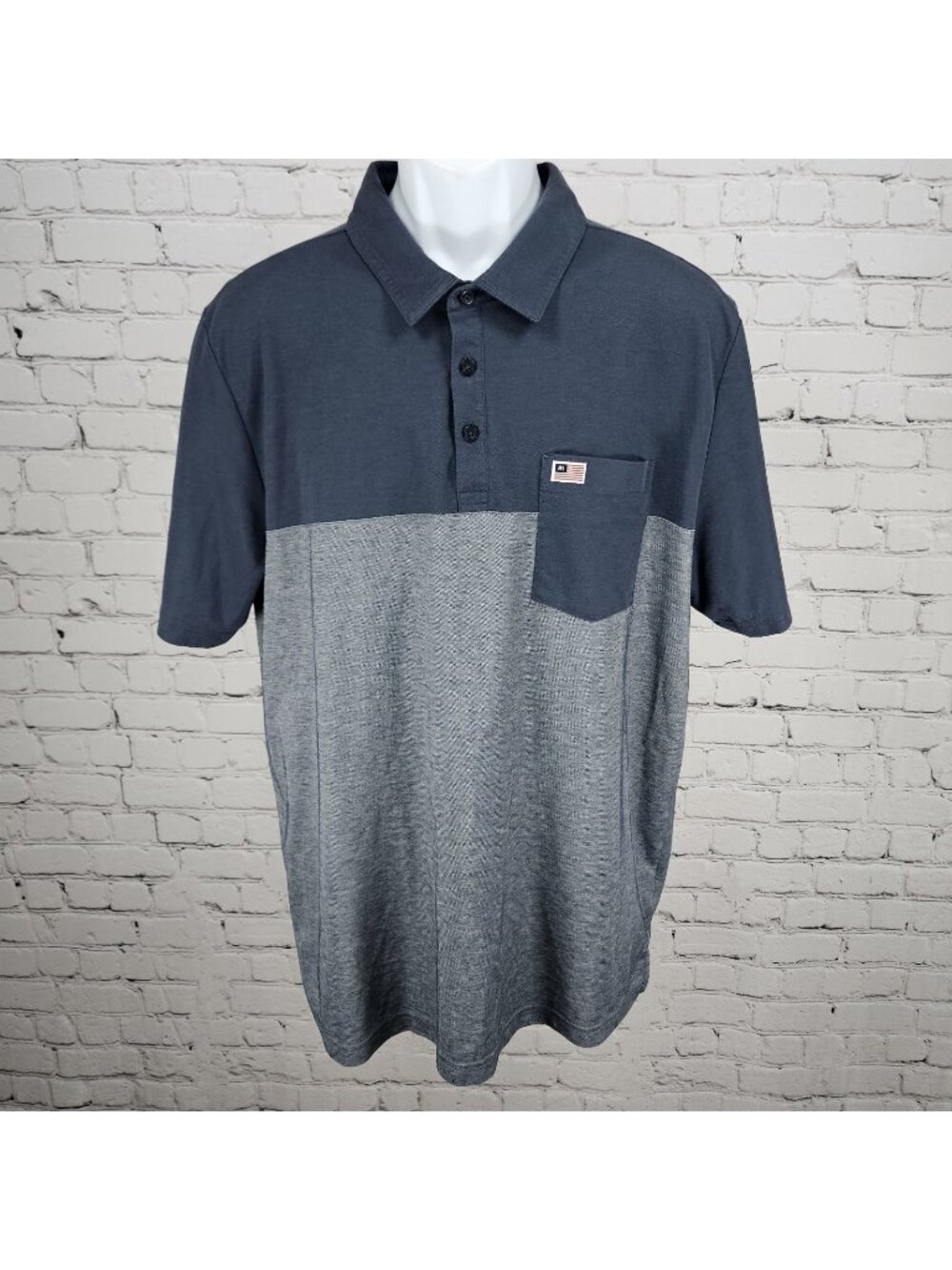 Travis Mathew UT Longhorn Golf Club Blue Pima Cotton Blend US Flag Polo Shirt XL